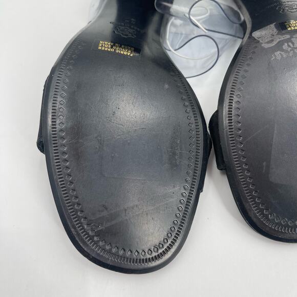 SESTO MEUCCI Heels Size 37 (US 6-6.5) Leather Fabric Black Clear Heeled Sandals - Picture 9 of 14